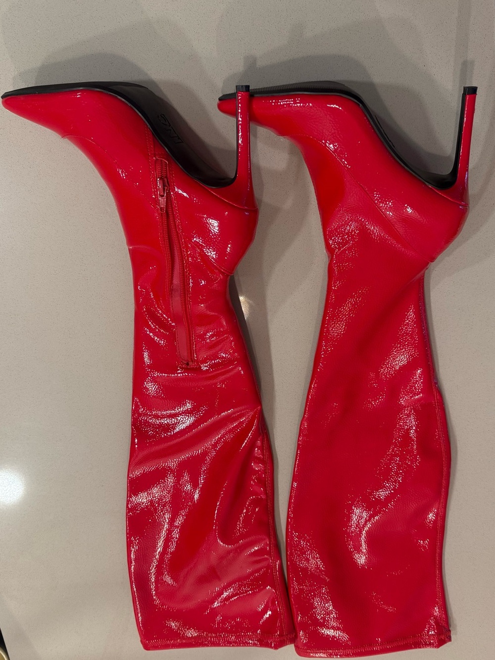 INC International Concepts Red Patent Stiletto Knee-High Boots